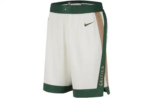 Nike Boston Celtics 2023/24 City Edition Boston Celtics City Edition 2023/24 Season Letter Logo Print Color Block Basketball Pants Men's Sail Green/Canyon Green