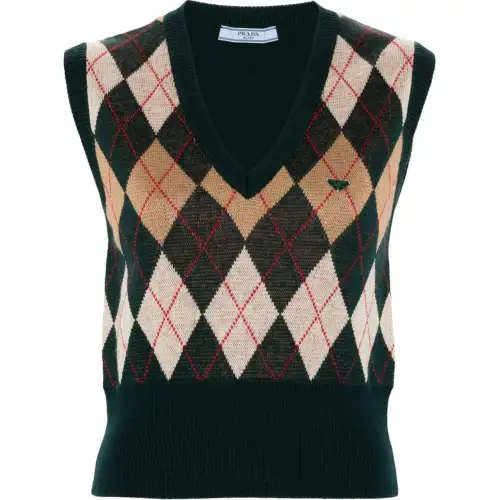 PRADA Checked Knitted Vest