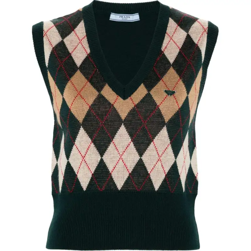 PRADA Checked Knitted Vest