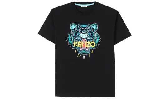 KENZO Offset Printing Tiger Head Pattern Short Sleeve T-Shirt Black