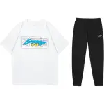Li Ning Casual Sportswear Men's Set White+Black Crew Neck Moderate