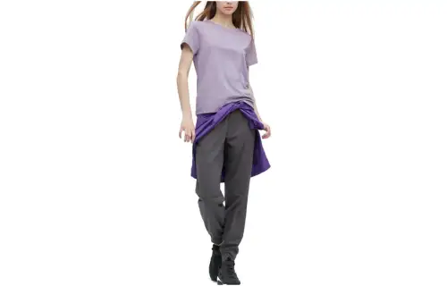 UNIQLO T Shirts Women's Light Blue Purple Crew Neck Thin Straight Fit