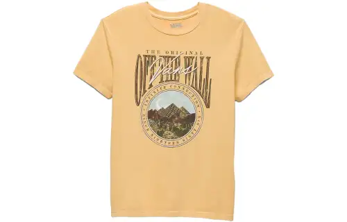 Vans BAHITI T Shirts Women's Yellow Crew Neck Moderate Straight Fit