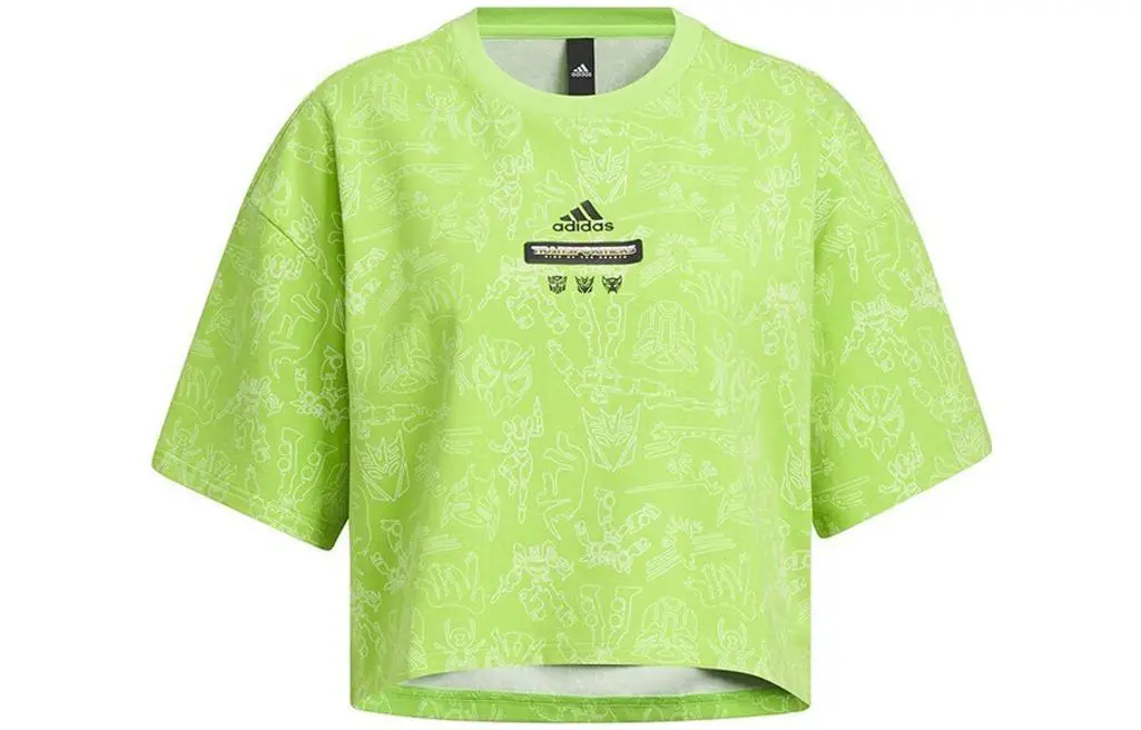Adidas X Transformers T-Shirts Women's Yellow Crew Neck Moderate Straight Fit