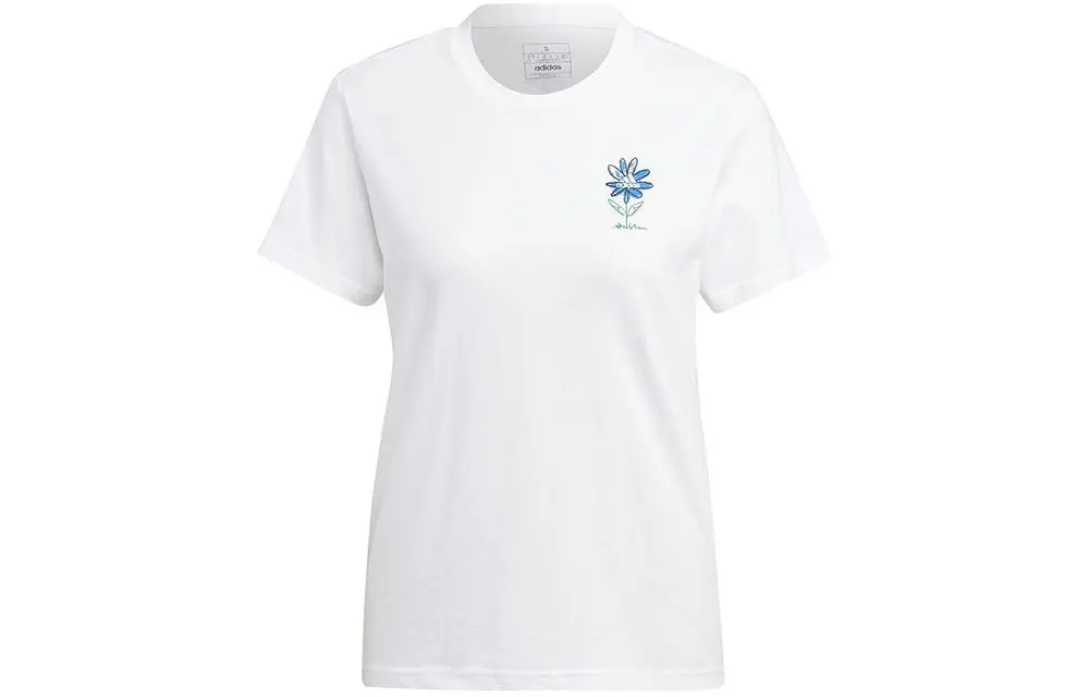 Adidas T-Shirts Women's White Crew Neck Moderate Straight Fit