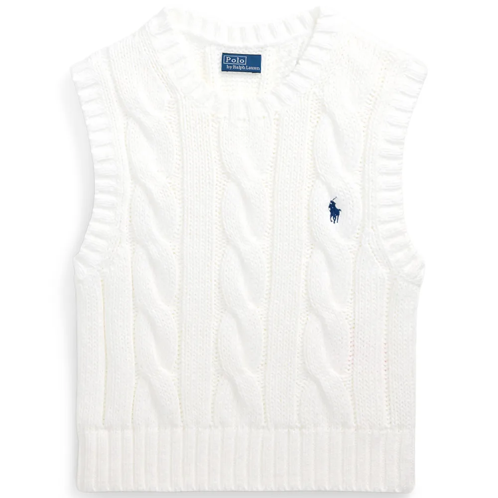Polo Ralph Lauren Cable Knit Cotton Sweater Vest Wcf White