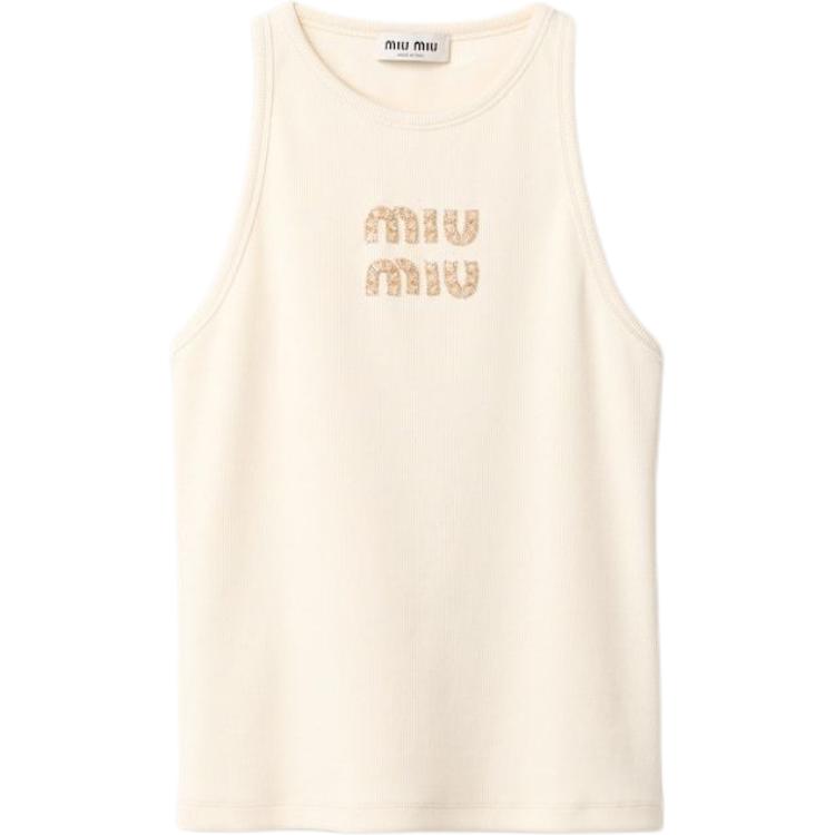 Женская футболка MIU MIU (бежевая)
