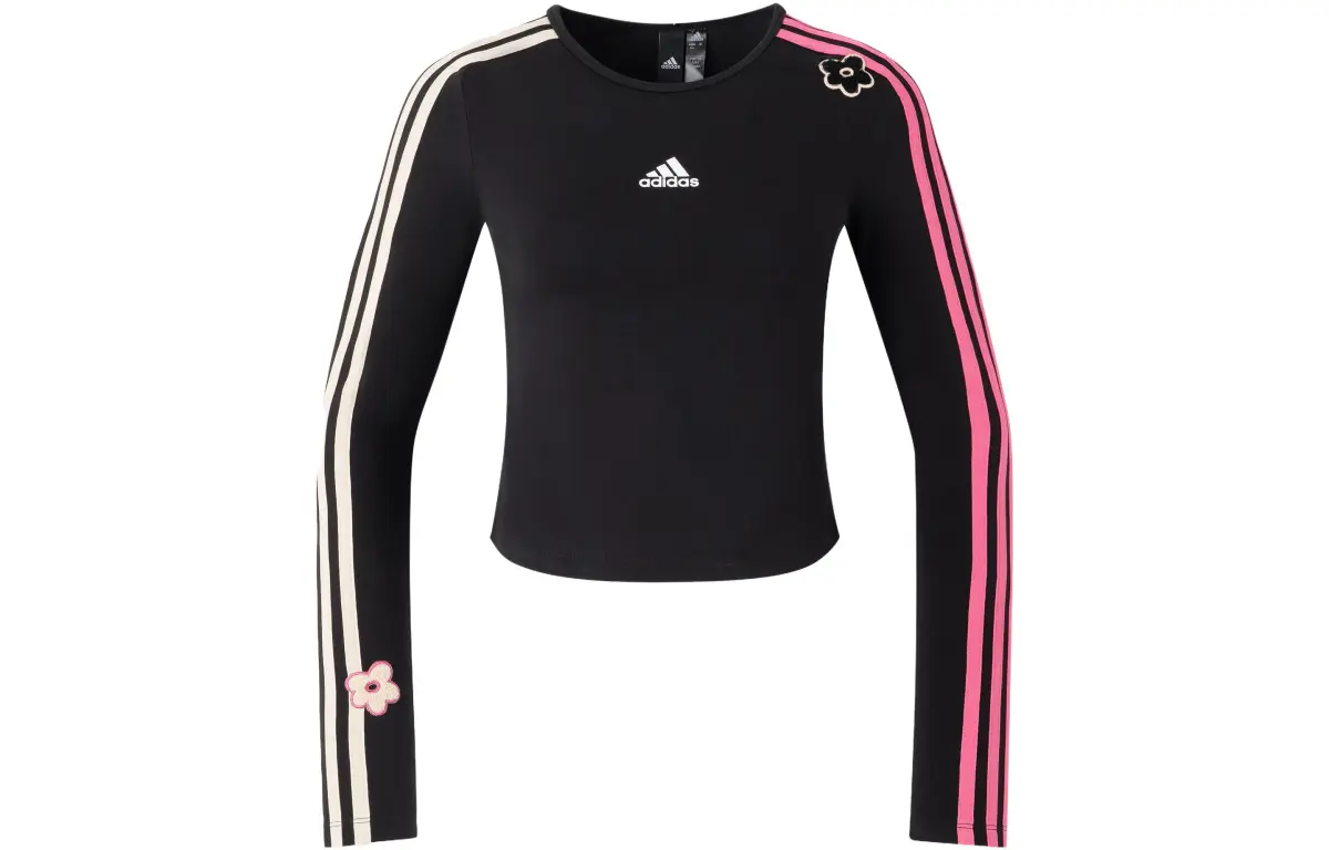adidas Floral Pattern Retro Long-Sleeve T-Shirt Black