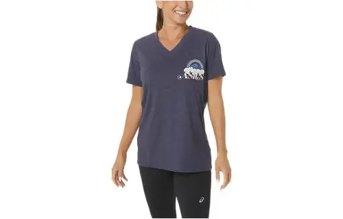 ASICS ADVENTURE ALANNA T Shirts Women's Purple V Neck Moderate Straight Fit