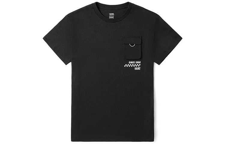 Vans T Shirts Women's Black Crew Neck Moderate Straight Fit
