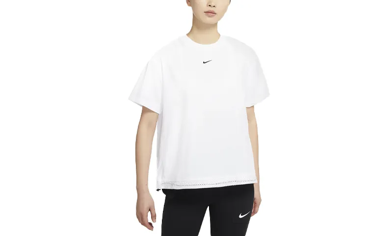 Nike SPORTSWEAR TECH PACK T-Shirts Women's White Crew Neck Moderate Straight Fit