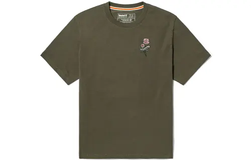 Timberland T Shirts Women's Army Green Crew Neck Moderate Straight Fit