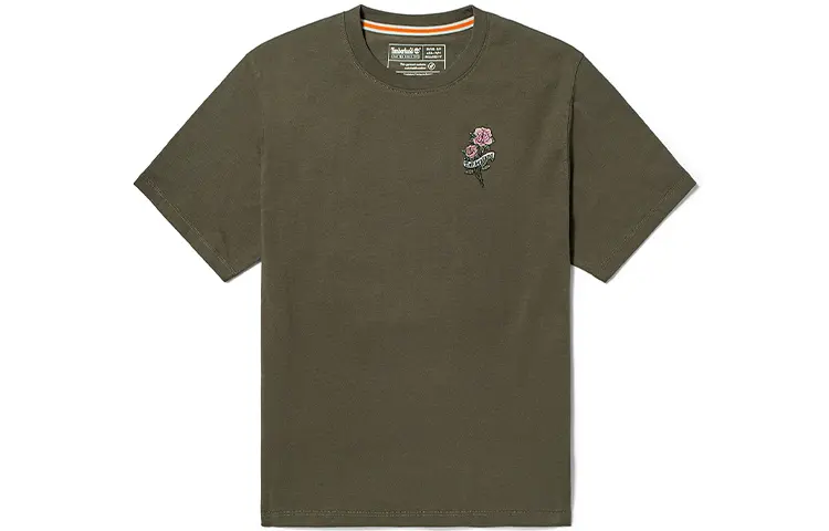 Timberland T Shirts Women's Army Green Crew Neck Moderate Straight Fit