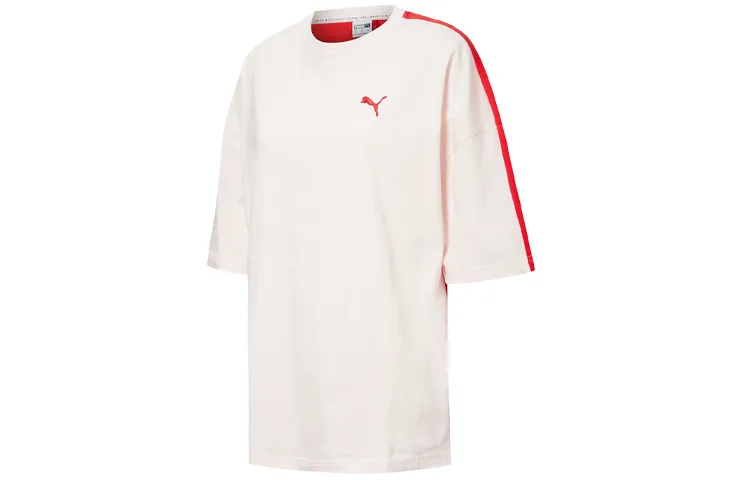 PUMA T-Shirts Women's Pink Crew Neck Moderate Straight Fit