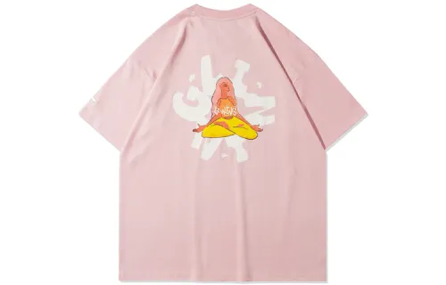 Li Ning T Shirts Women's Coral Powder Crew Neck Moderate Straight Fit