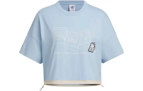 Adidas Originals Adidas X Yu Nagaba SS23 Collaboration Collection T Shirts Women's Blue Crew Neck Moderate Straight Fit