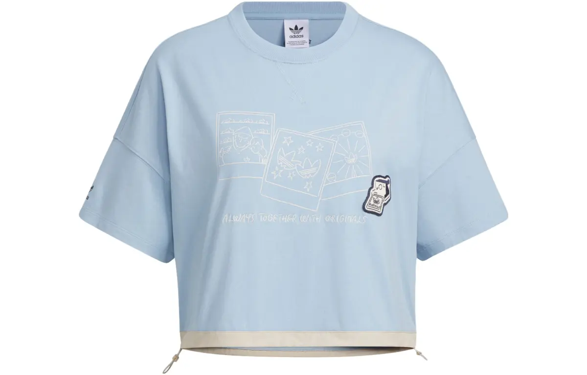 Adidas Originals T-Shirts Women's Blue Crew Neck Moderate