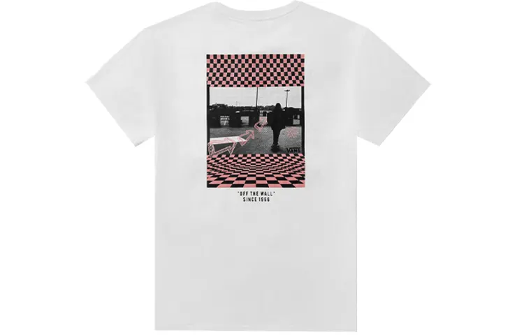 Vans T Shirts Women's White Crew Neck Moderate Straight Fit