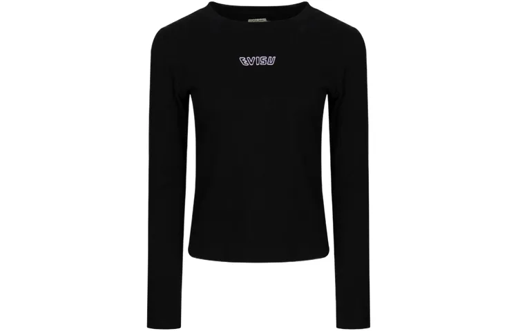 EVISU T Shirts Women's Black Crew Neck Moderate