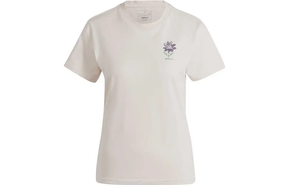 Adidas T-Shirts Women's Khaki Crew Neck Moderate Straight Fit