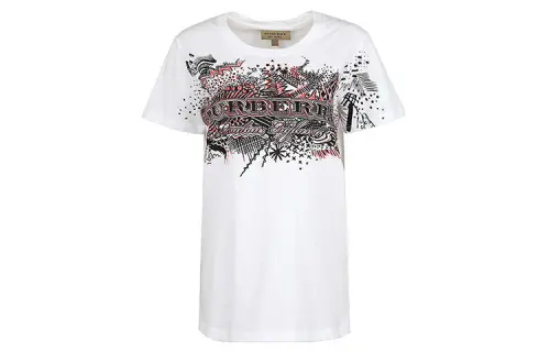 Burberry T Shirts Women's White Crew Neck Moderate