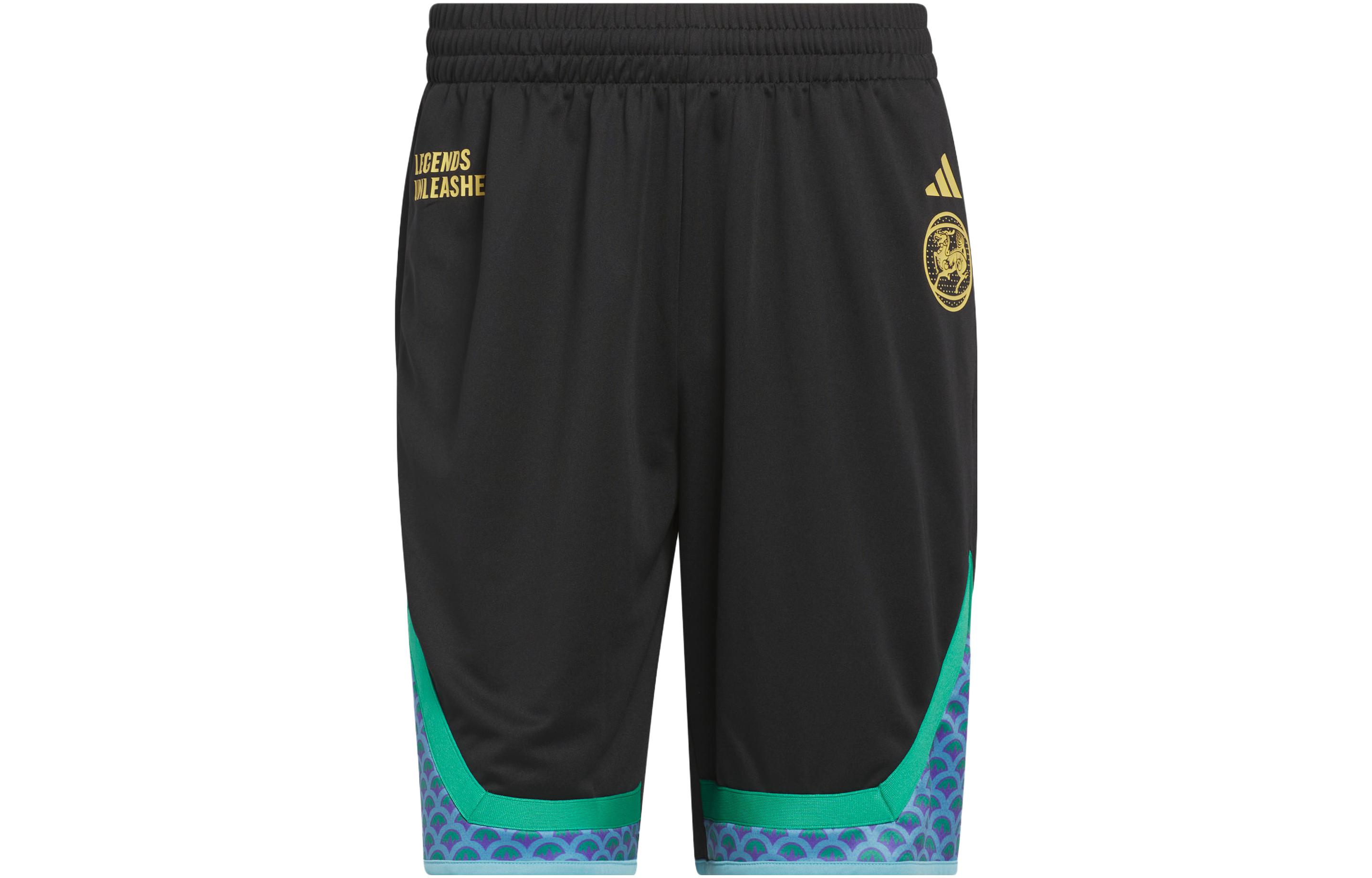 Adidas, quick dry basketball sports black shorts, print