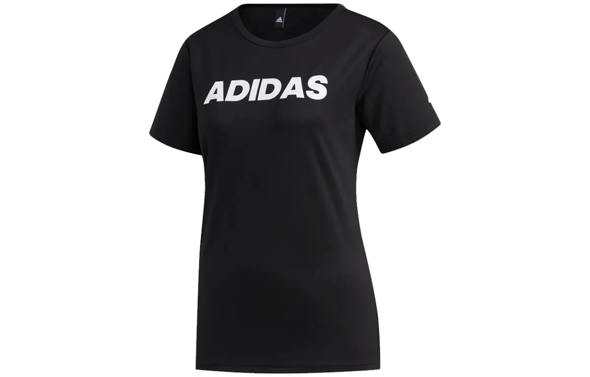 Adidas T-Shirts Women's Black Crew Neck Moderate Straight Fit