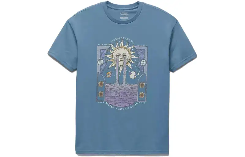 Vans T Shirts Women's Blue Crew Neck Moderate Straight Fit