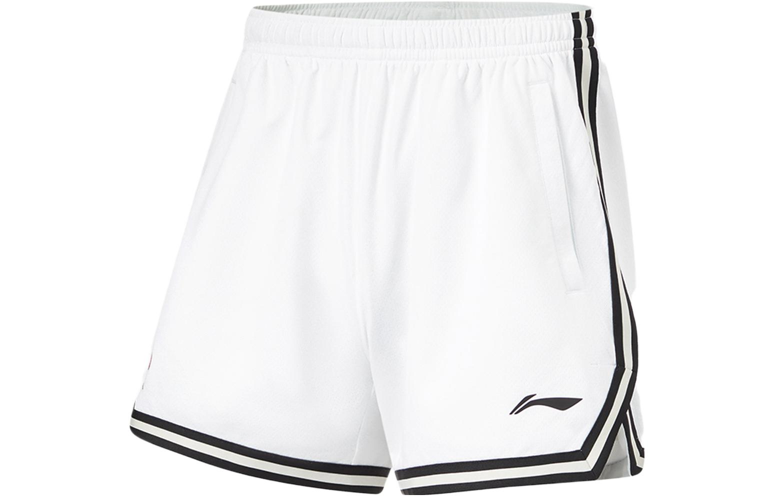 LiNing Li Ning CBA series professional basketball series professional basketball series Logo printing game knitted shorts basketball pants men's standard white