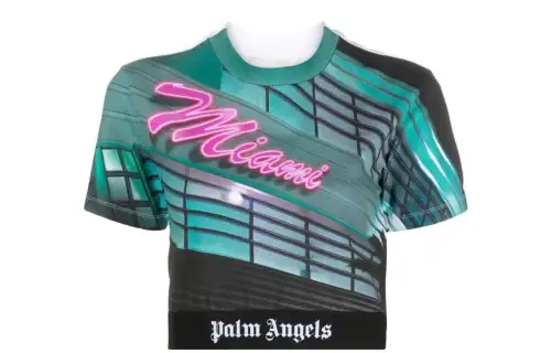 Palm Angels Miami print crop t-shirt