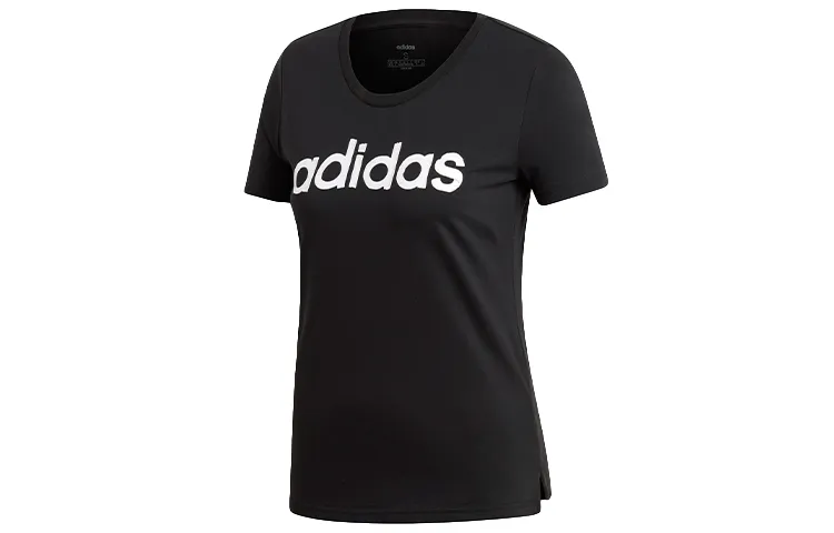 Adidas T-Shirts Women's Black Crew Neck Moderate Straight Fit