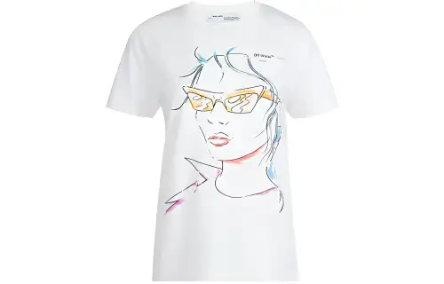 OFF WHITE SS22 T Shirts Women's White Crew Neck Moderate Straight Fit