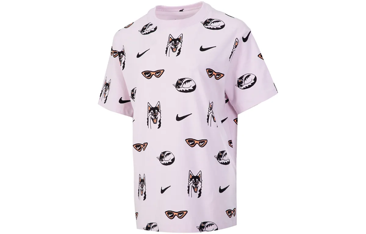 Nike Drop Shoulder Sleeve T Shirt Women's Pink