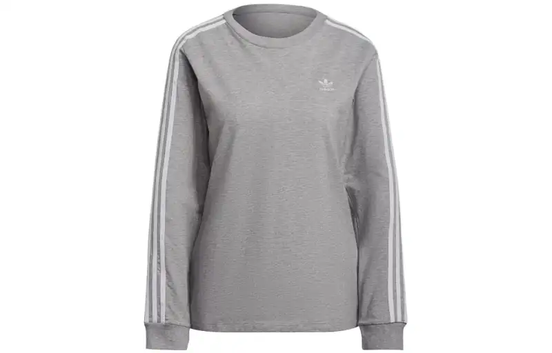 Adidas Originals T Shirts Women's Gray Crew Neck Moderate Straight Fit