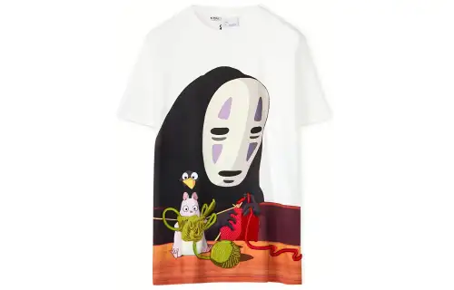 LOEWE Spirited Away T Shirts Women's White Crew Neck Moderate Straight Fit