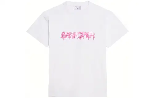 Balenciaga Women's Slime Medium Fit Vintage T Shirt White/Pink