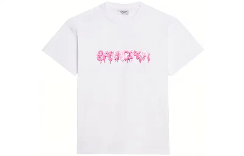 Balenciaga Women's Slime Medium Fit Vintage T Shirt White/Pink