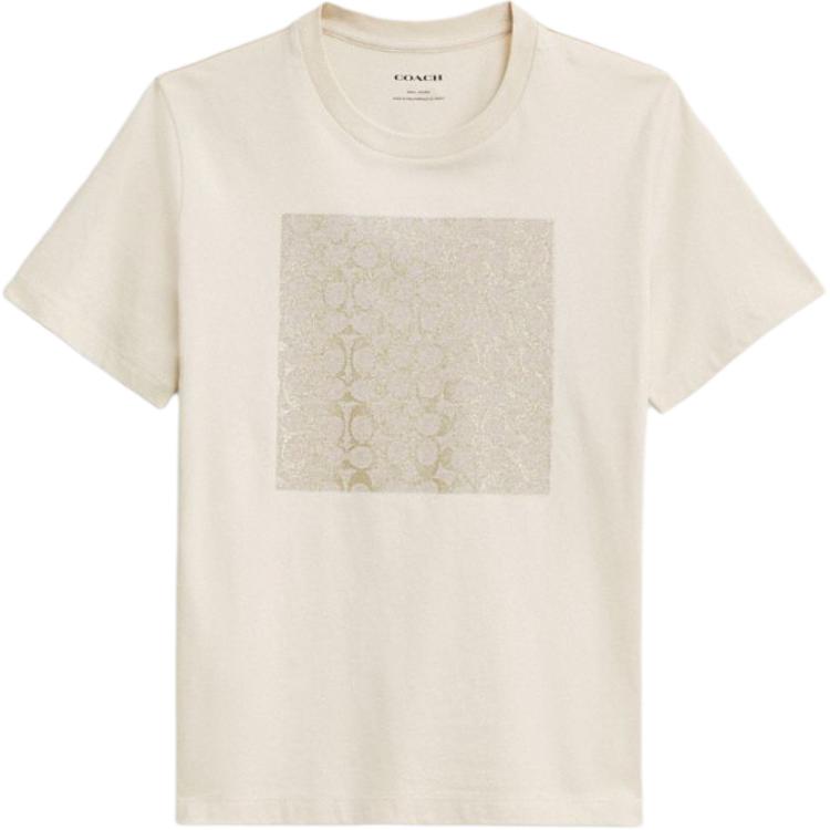 COACH T Shirts Women's Beige Crew Neck Moderate