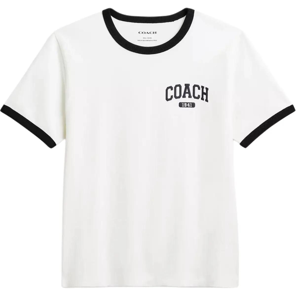 COACH SS25 Crew Neck Color Block Trim Short Sleeved T Shirt Women's White