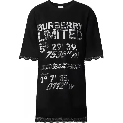 Burberry Lace Overlay Coordinates T Shirt 'Black'