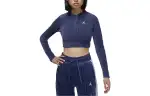 Jordan Crop Tops Women's Marine Blue Polo Collar Moderate