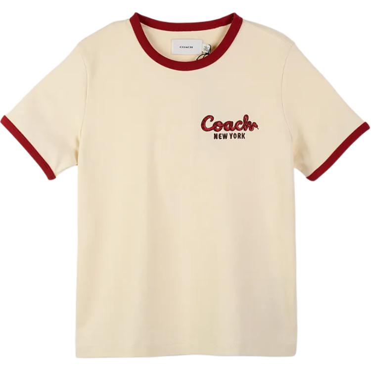 Женская футболка COACH SS25 (бежевая)