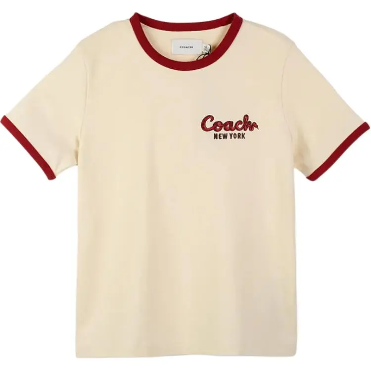 COACH T-Shirts Women's Beige Crew Neck Moderate Other