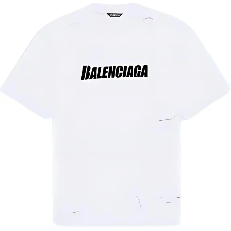 Balenciaga Drop Shoulder Sleeve T Shirt Women's White Loose Fit