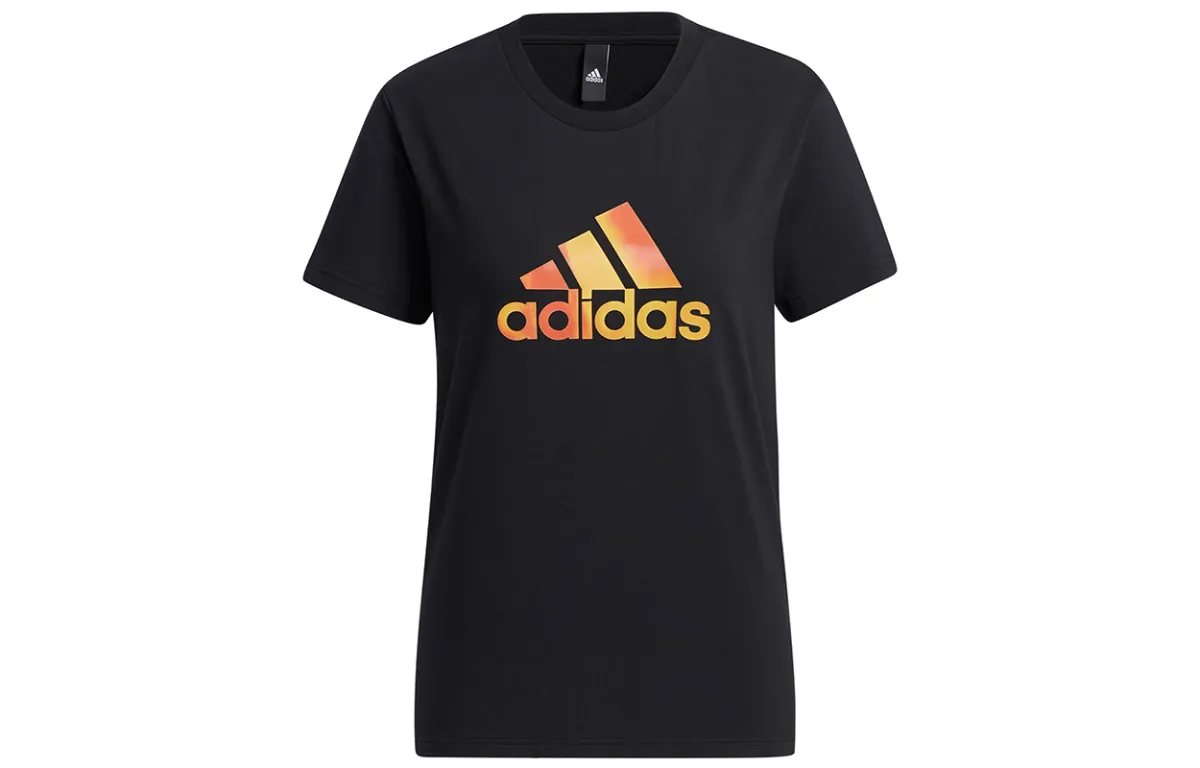 Adidas T-Shirts Women's Black Crew Neck Moderate Straight Fit