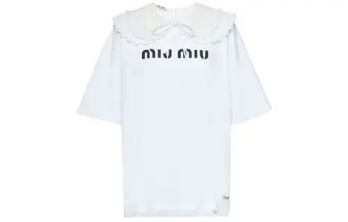 MIU MIU T Shirts Women's White Lapel Moderate Straight Fit