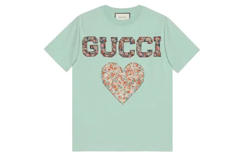 GUCCI T Shirts Women's Sky Blue Crew Neck Moderate Straight Fit
