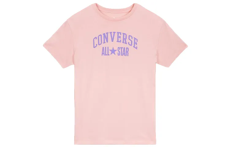 Converse T-Shirts Women's Pink Crew Neck Moderate Straight Fit