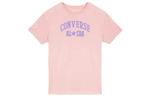 Converse T Shirts Women's Pink Crew Neck Moderate Straight Fit