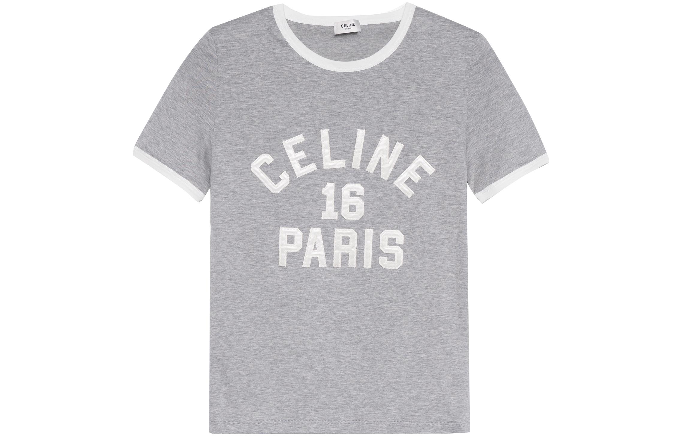 Женская футболка CELINE SS22 с логотипом (серая)